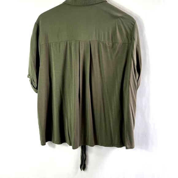 Tinsel Green Short Sleeve, Collared, Button Down Blouse Size 2X - Picture 7 of 7